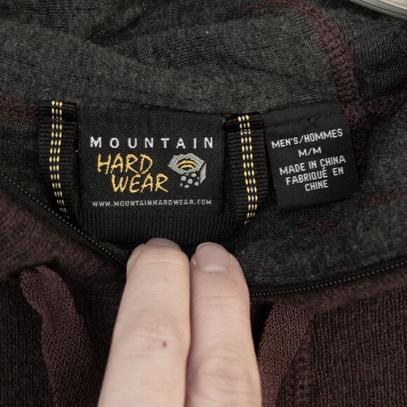 Mountain Hardwear Wool Hoodie Mens Fully Zip Knit Maroon Face Cover Hooded Coat - Picture 3 of 15